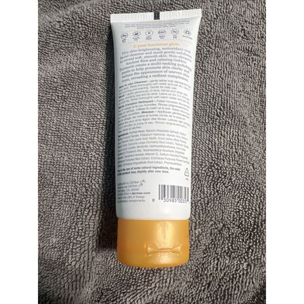 DERMA-E‎  VIT C/GOLDEN TUMERIC & ANCIENT RICE 4oz Gentle Cleansing Paste ~ NEW - Picture 2 of 3